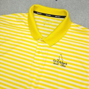 Nike Golf Dri-FIT Polo  Golf Shirt Mens XL Yellow White Performance Stretch Logo